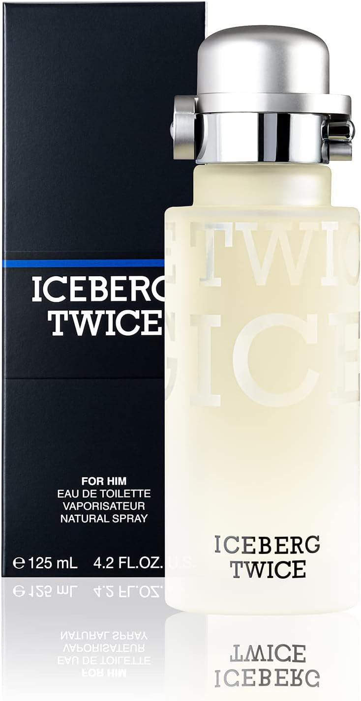 ICEBERG Twice Man – Eau de Toilette 125 ml, Profumo da Uomo dalle Note Fougère Aromatiche, Lussuoso Flacone in Vetro Trasparente, Design Art Deco