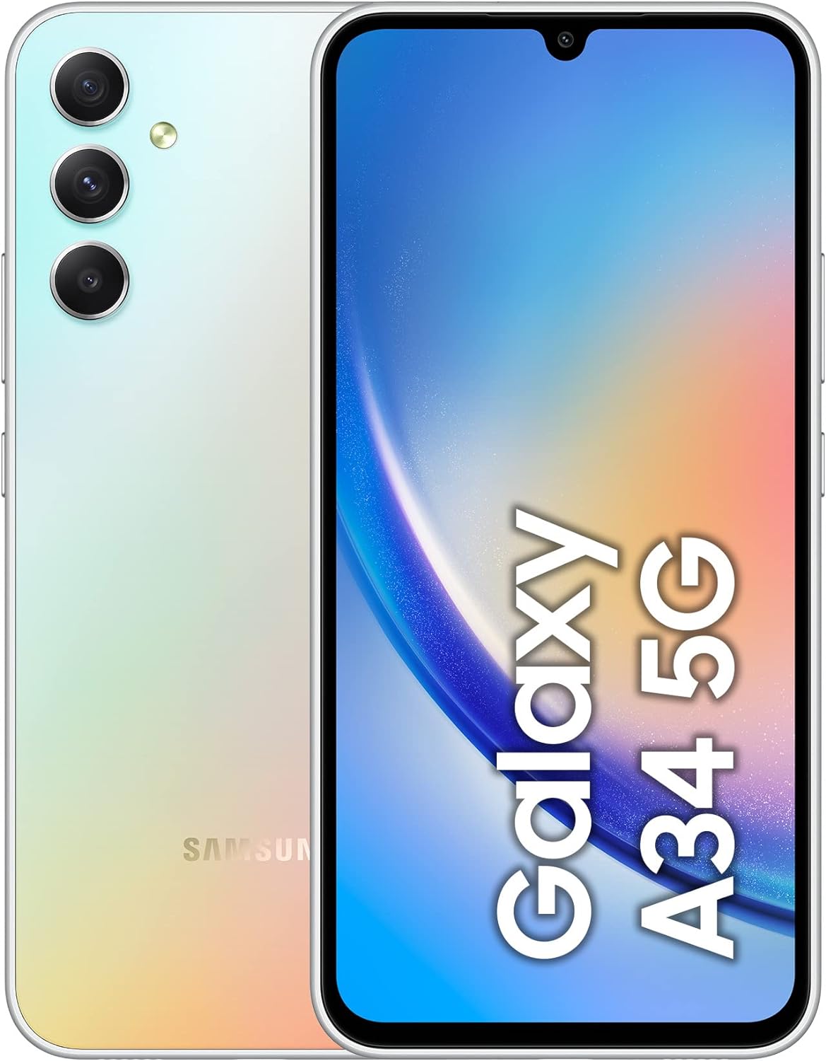 Samsung Galaxy A34 5G Smartphone Android, Display FHD+ Super AMOLED 6.6”, 6GB RAM e 128GB di memoria interna espandibile, Batteria 5.000 mAh, Awesome Silver [Versione Italiana]
