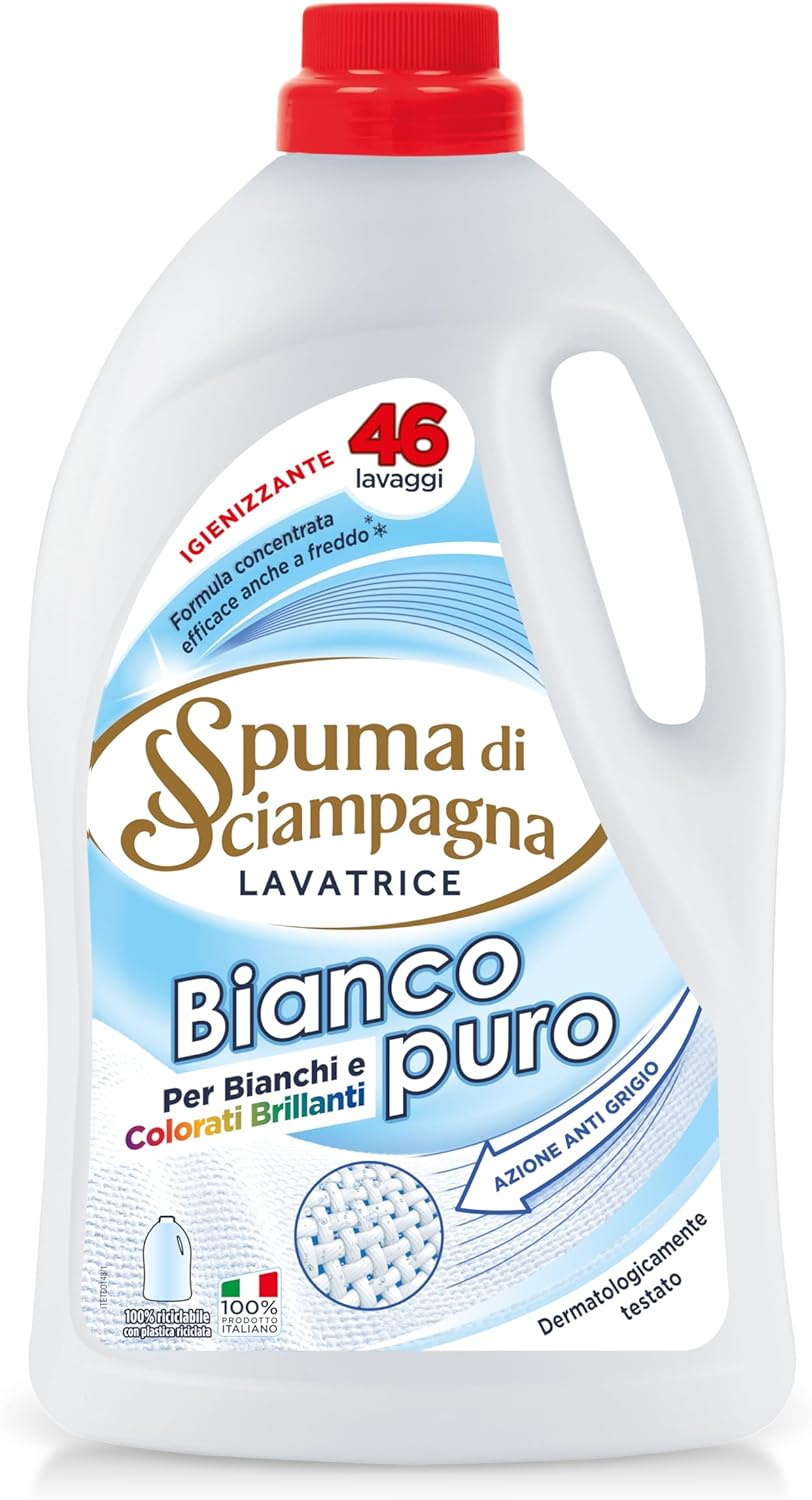 Spuma di Sciampagna Detersivo Lavatrice Liquido Bianco Puro 46 Lavaggi – 2070 Ml