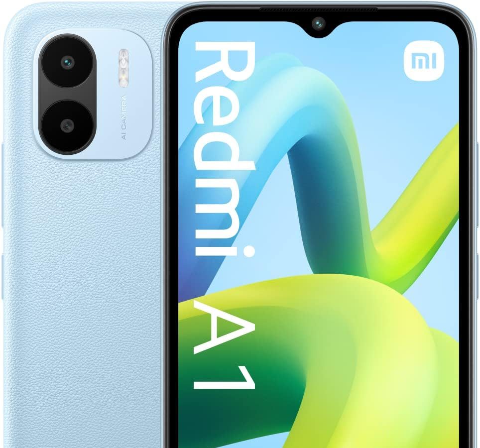 Xiaomi Redmi A1 Smartphone 4G, ampio display HD+ da 6,52″, batteria 5000 mAh, doppia fotocamera 8 MP, 32 GB, colore: blu.