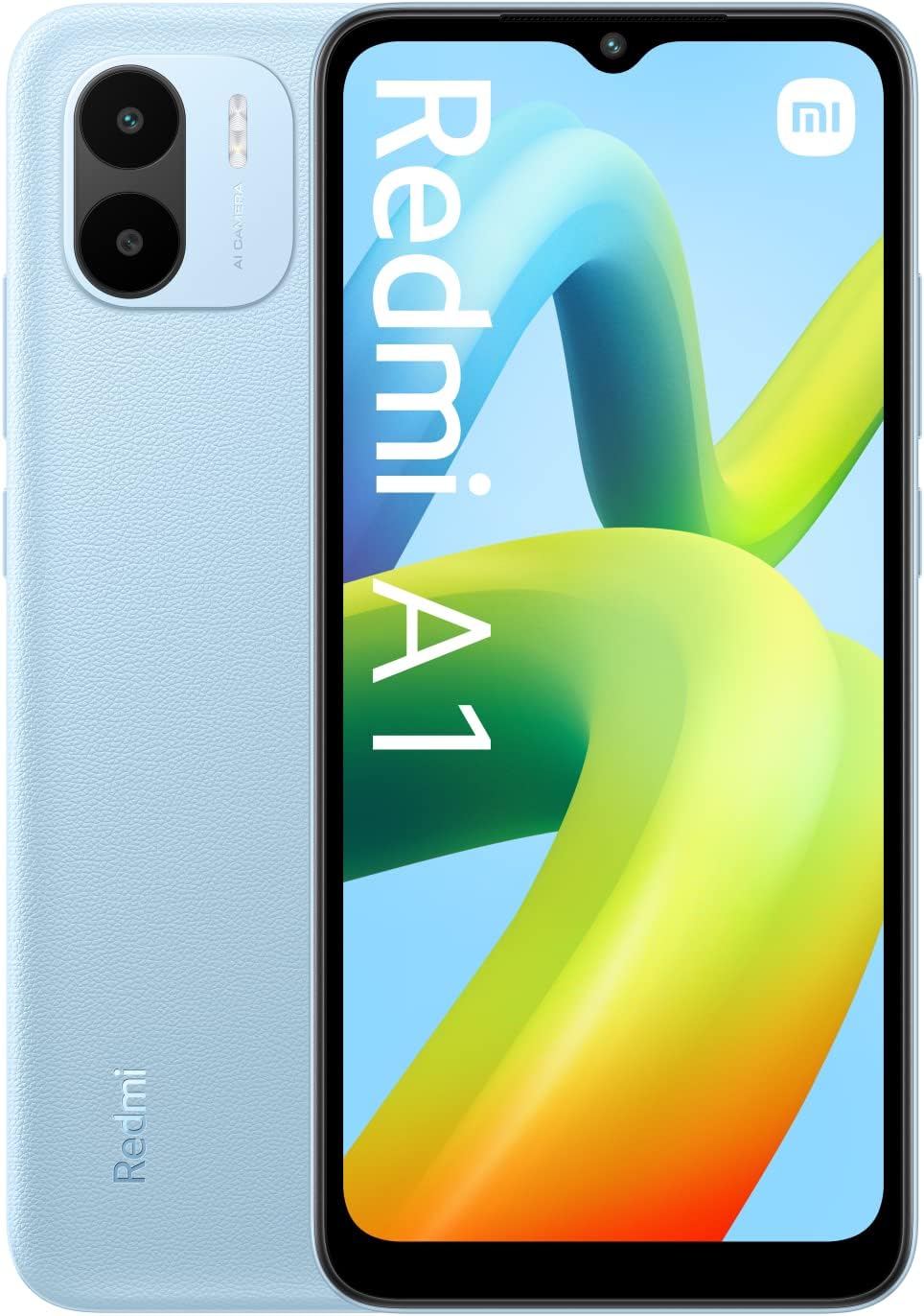 Xiaomi Redmi A1 Smartphone 4G, ampio display HD+ da 6,52″, batteria 5000 mAh, doppia fotocamera 8 MP, 32 GB, colore: blu.