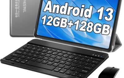 YESTEL Tablet 10 Pollici Android 13 con 12GB RAM 128GB ROM (TF 1TB), CPU 2.0 GHz, HD Tablet 2 in 1 con 5G Wi-Fi, Octa-Core, Bluetooth 5.0, GPS, 5MP+8MP, Tablet con Tastiera e Mouse, Grigio