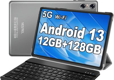 YESTEL Tablet 10 Pollici Android 13 con 12GB RAM 128GB ROM (TF 1TB), CPU 2.0 GHz, HD Tablet 2 in 1 con 5G Wi-Fi, Octa-Core, Bluetooth 5.0, GPS, 5MP+8MP, Tablet con Tastiera e Mouse, Grigio