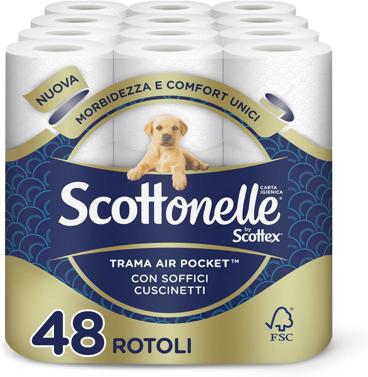 Scottonelle Carta Igienica, Morbida e Resistente, Dermatologicamente testata, 48 Rotoli (12×14)