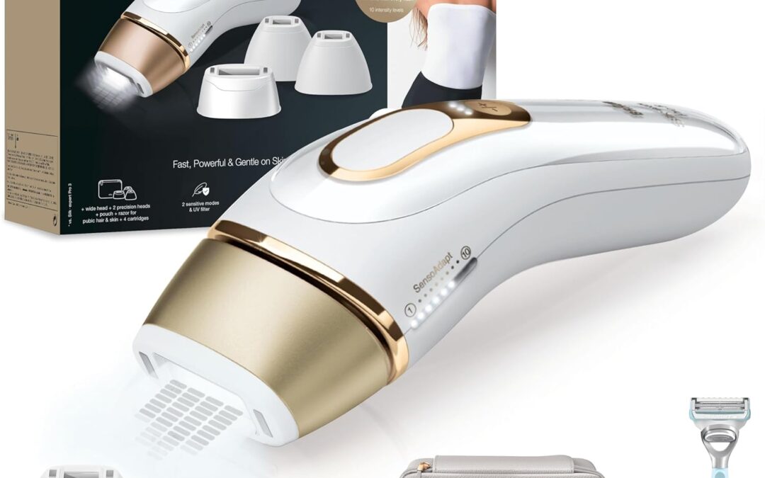 Braun Silk-Expert Pro 5 Epilatore Luce Pulsata, Laser Peli Donna, Ideale per Zone Sensibili, Viso, Bikini e Ascelle, Epilazione Permanente Dei Peli Visibili, PL5358, Bianco/Oro