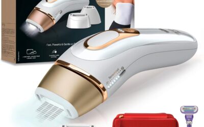 Braun Silk-expert Pro 5 Epilatore Luce Pulsata, Alternativa al Laser, Zone Sensibili, Viso, Bikini e Ascelle, 3 Accessori, Rasoio, Custodia Viaggio,Idea Regalo, Festa della Donna,PL5267 Bianco e Oro