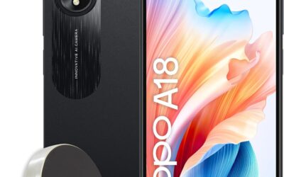 OPPO A18 4G Smartphone, AI Doppia fotocamera 8+2MP, Selfie 5MP, Display 6.56” 90HZ LCD HD+, 5000mAh, RAM 4 (Esp 1GB/2GB/4GB)+ROM 128GB (esp1TB), IP54, Supporto Auto [Versione Italia], Glowing Black