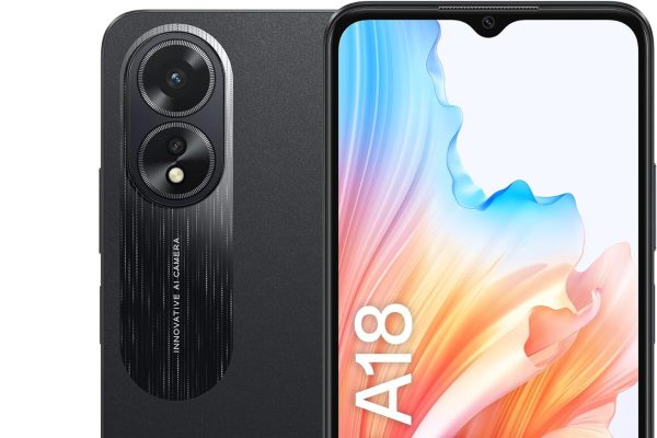 OPPO A18 4G Smartphone, AI Doppia fotocamera 8+2MP, Selfie 5MP, Display 6.56” 90HZ LCD HD+, 5000mAh, RAM 4 (Esp 1GB/2GB/4GB)+ROM 128GB (esp1TB), IP54, Supporto Auto [Versione Italia], Glowing Black
