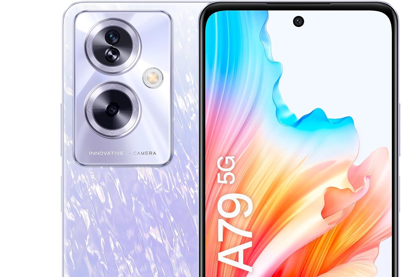 OPPO A79 5G Smartphone, AI Doppia fotocamera 50+2MP, Selfie 8MP, Display 6.72” 90HZ LCD FHD+, 5000mAh, RAM 8(Esp4GB/6GB/8GB)+ROM 256GB (esp1TB), IPX4, Supporto Auto [Versione Italia], Dazzling Purple