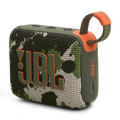 JBL GO 4 Speaker Bluetooth Portatile, Altoparlante Wireless con Design Compatto, Waterproof e Resistenza alla Polvere IP67, fino a 7 h di Autonomia, USB, Compatibile con App JBL Portable, Mimetico
