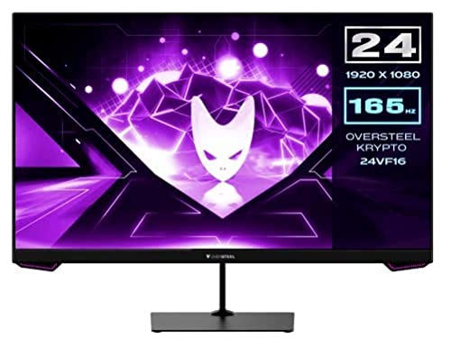 Oversteel – KRYPTO Monitor da gioco LED 24” FullHD (1920×1080), pannello VA, 16:9, 1ms, 165 Hz, HDMI, Display Port, nero