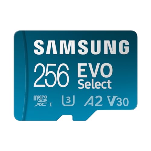 Samsung Memorie EVO Select Scheda MicroSD da 256GB, UHS-I U3, fino a 160 MB/s, compatibile con Smartphone, Tablet, Console Gaming, GoPro