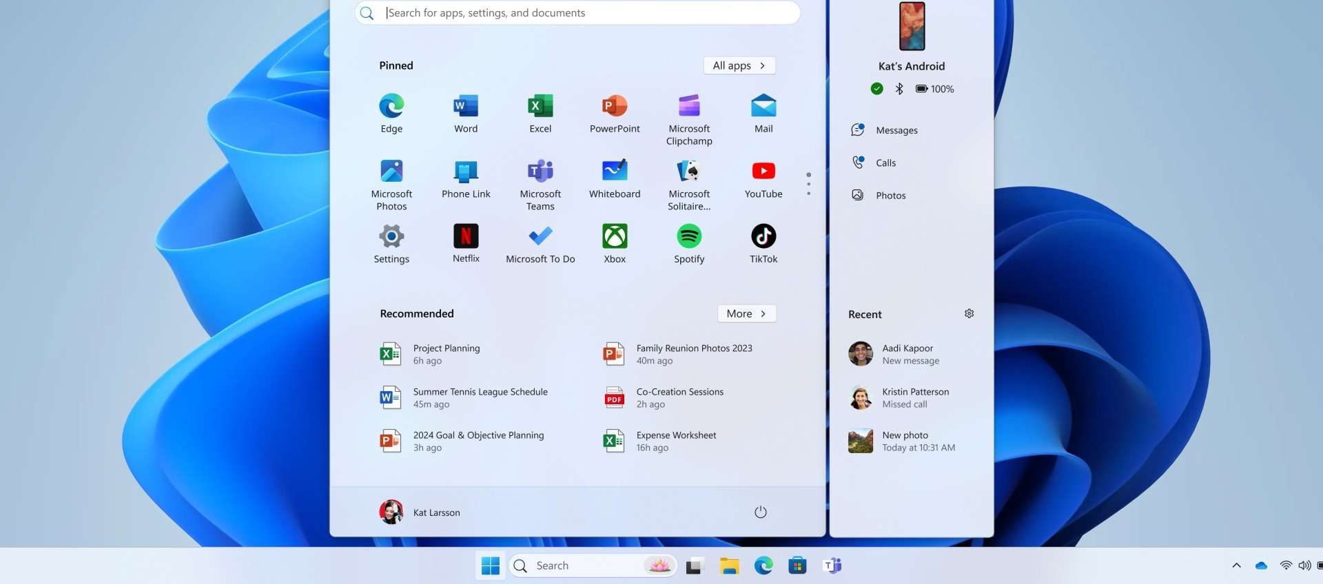 integrazione di Phone Link nel menu Start