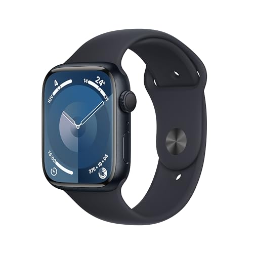 Apple Watch Series 9 GPS 45mm Smartwatch con cassa in alluminio color mezzanotte e Cinturino Sport mezzanotte – M/L. Fitness tracker, app Livelli O₂, display Retina always-on, resistente all’acqua