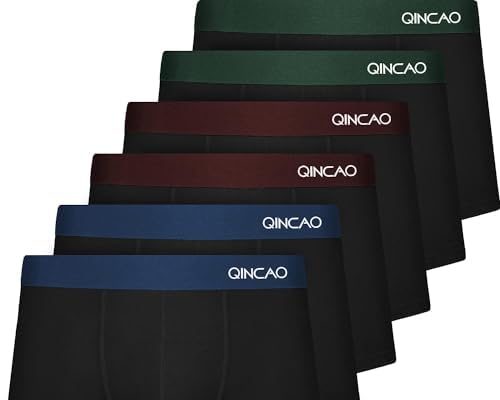 QINCAO – Boxer da Uomo, Confezione da 6 Pezzi, privi di Etichette Che graffiano, Biancheria Intima, Boxer in Cotone, Taglia: S – 4XL