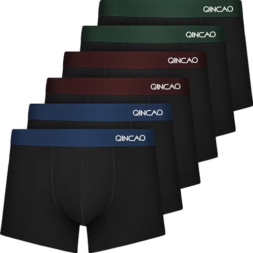 QINCAO – Boxer da Uomo, Confezione da 6 Pezzi, privi di Etichette Che graffiano, Biancheria Intima, Boxer in Cotone, Taglia: S – 4XL