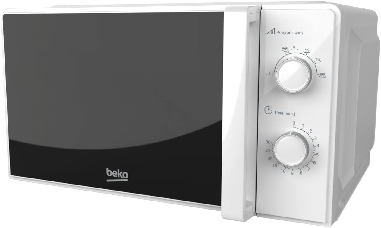 Beko – MOC20100WFB – Forno a Microonde, 5 Livelli Potenza, 20 Litri, 700 W, Libera Installazione, Timer 30 min – Bianco, 45,2 x 32,5 x h26,2 cm