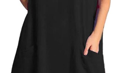 Cocila Abiti Donna Eleganti Abito Casual Allentato Senza Maniche con Scollo a V, Abito da Tasca Oversize in Lino di Cotone Estivo da Donna Abito Maniche Lunghe Sexy