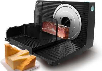 Cecotec Rock’nCut Shuriken 150 W, Lama rimovibile di 17 CM di diametro, Diversi alimenti, Regolazione graduale da 0 a 15 MM, QuickOut, Pieghevole, Corpo in plastica, Acciaio inox