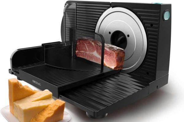 Cecotec Rock’nCut Shuriken 150 W, Lama rimovibile di 17 CM di diametro, Diversi alimenti, Regolazione graduale da 0 a 15 MM, QuickOut, Pieghevole, Corpo in plastica, Acciaio inox