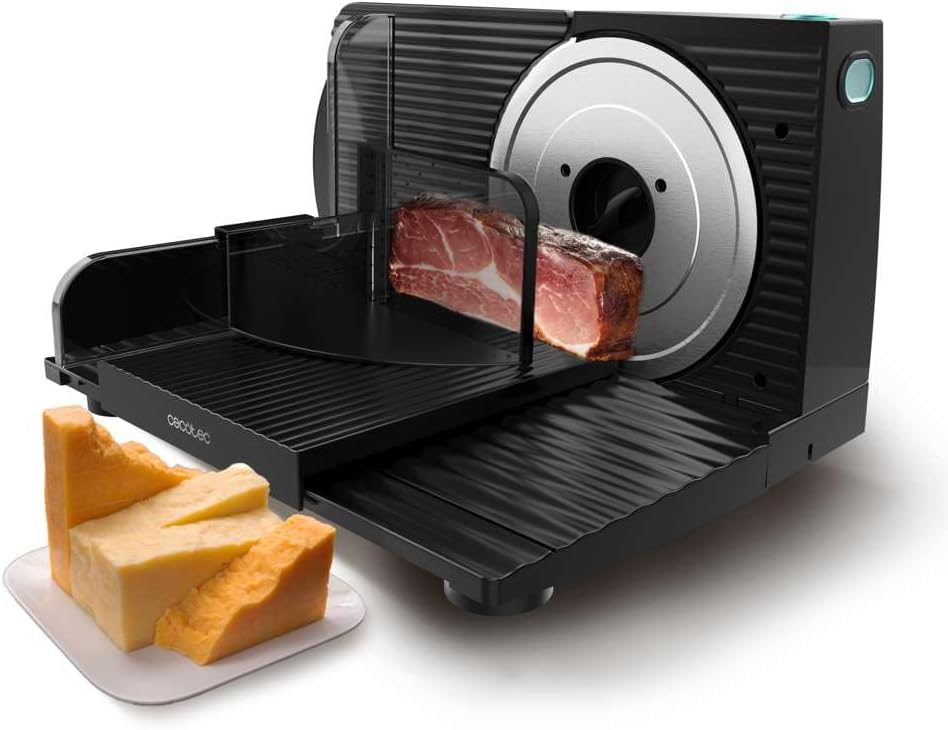 Cecotec Rock’nCut Shuriken 150 W, Lama rimovibile di 17 CM di diametro, Diversi alimenti, Regolazione graduale da 0 a 15 MM, QuickOut, Pieghevole, Corpo in plastica, Acciaio inox