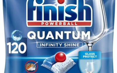 Finish Quantum Infinity Shine Pastiglie Lavastoviglie, 120 Capsule Lavastoviglie, Detergenti per Lavastoviglie per una Pulizia e Brillantezza Efficace