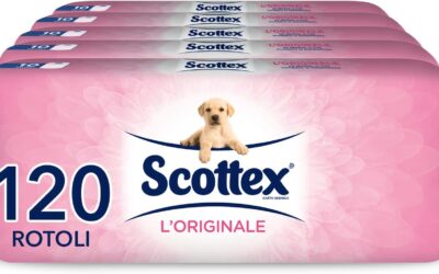 Scottex L’Originale Carta Igienica, Morbida e Assorbente, Pacco Scorta, Fatto in Italia, 120 Rotoli