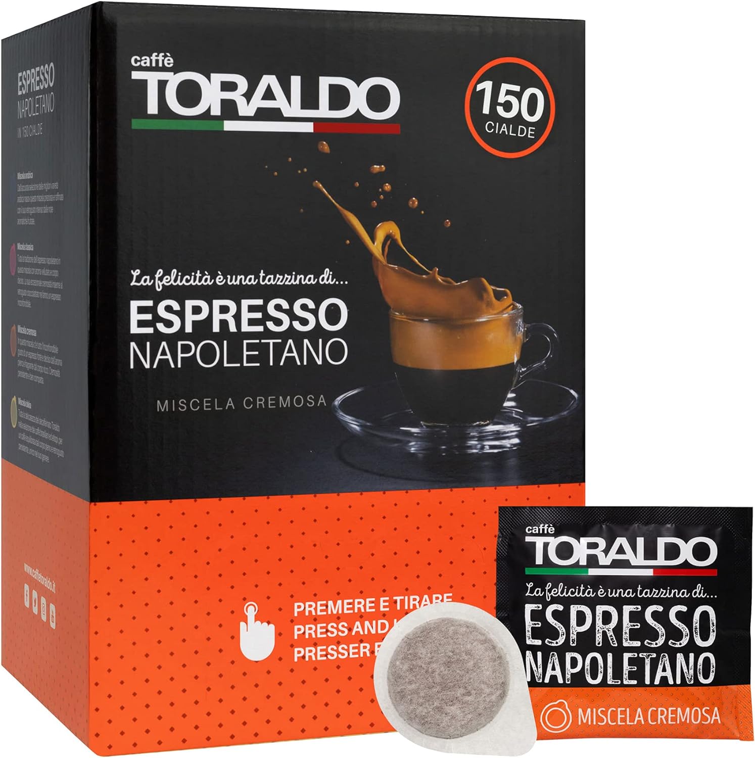Caffè Toraldo Miscela Cremosa Cialde ESE 44 mm (150 Unità)