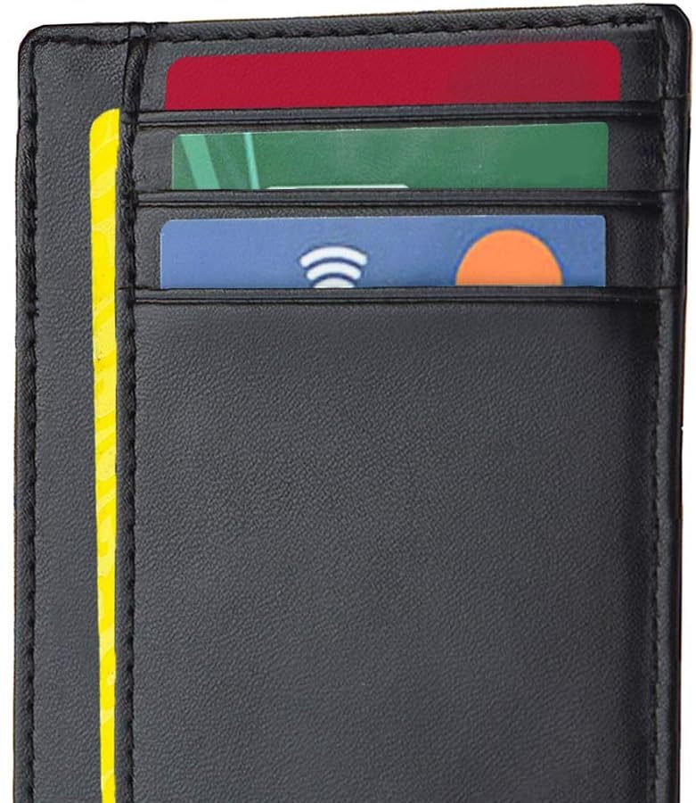 Bronzi Portafoglio Uomo Donna Piccolo Sottile Slim Elegante – Blocco RFID – Nero Pelle Alta Qualità – Mini Porta Tessere Documenti Carte Di Credito – Design Italiano – Regalo