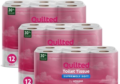 by Amazon Carta Igienica, 4 Veli Trapuntata, Ultra Morbida, 36 Rotoli (3 Confezioni da 12), 160 Fogli per Rotolo, Certificata FSC