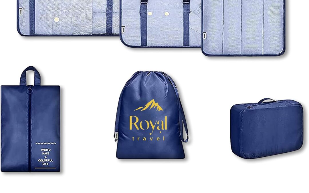 ROYAL travel Organizer valigia |8 pezzi Nuovo tessuto |Organizer viaggio Resistente ed Impermeabile |Set organizer valigia per vestiti, scarpe, cosmetici, intimo con cerniere più resistenti