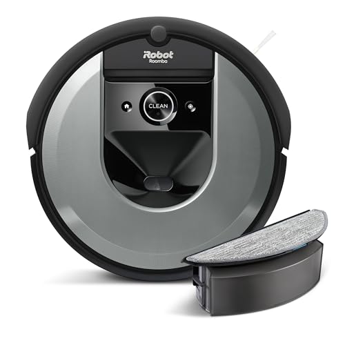 iRobot Roomba Combo i8 Robot Aspirapolvere Lavapavimenti, Memorizza la Planimetria della Casa, Adatto per Peli di Animali Domestici, Spazzole in Gomma, Potente Aspirazione, Wi-Fi, App, Grigio