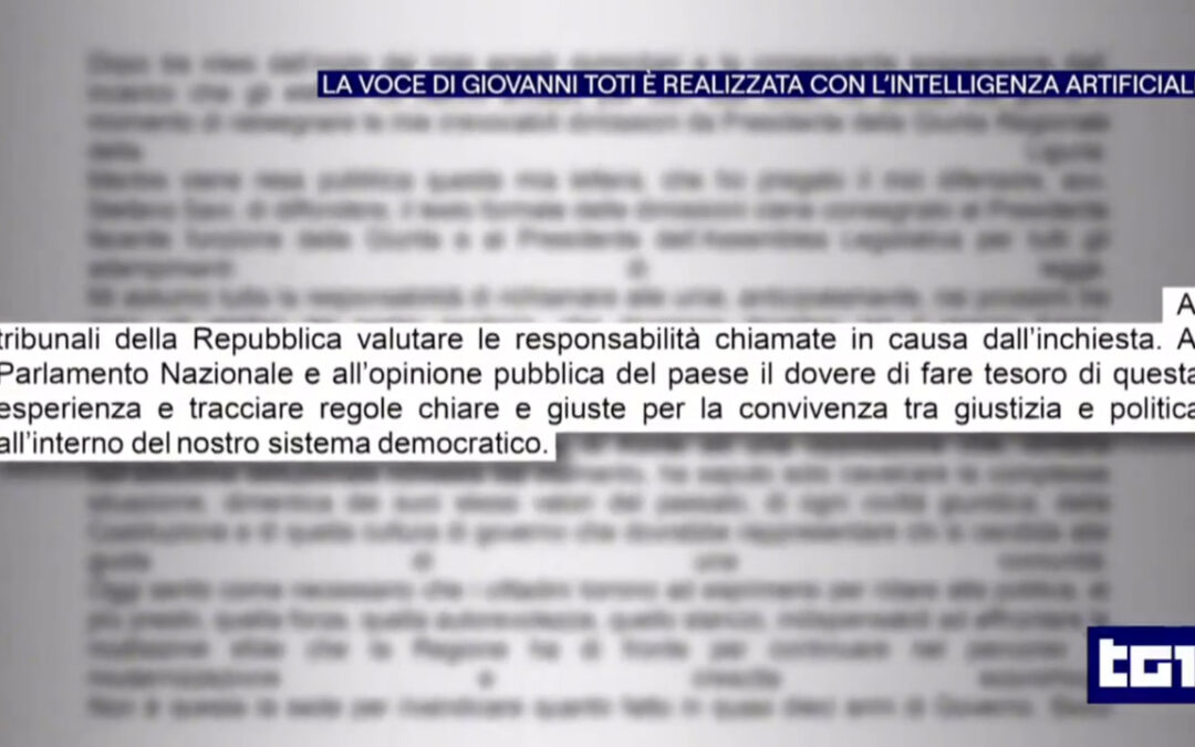 Intelligenza Artificiale al TG1: così la voce digitale di Toti ha annunciato le dimissioni