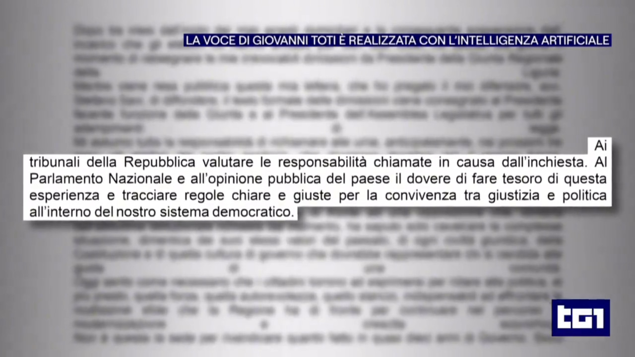 Intelligenza Artificiale al TG1: così la voce digitale di Toti ha annunciato le dimissioni
