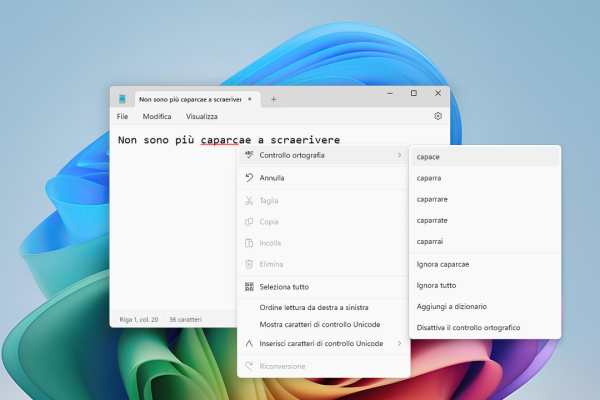Blocco Note aggiunge il controllo ortografico dopo 40 anni