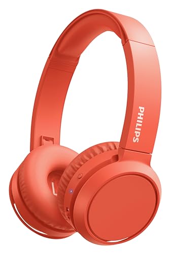 PHILIPS H4205RD/00 Cuffie Bluetooth con Tasto Bass Boost, Bluetooth, 29 Ore di Riproduzione, Funzione Ricarica Rapida Isolamento dai Rumori, Richiudibile, Rosa (Red)