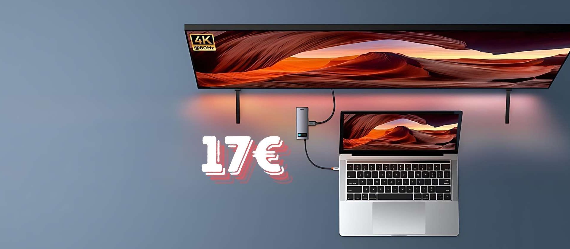 Hub USB-C 7 in 1 Baseus a soli 17€ su Amazon