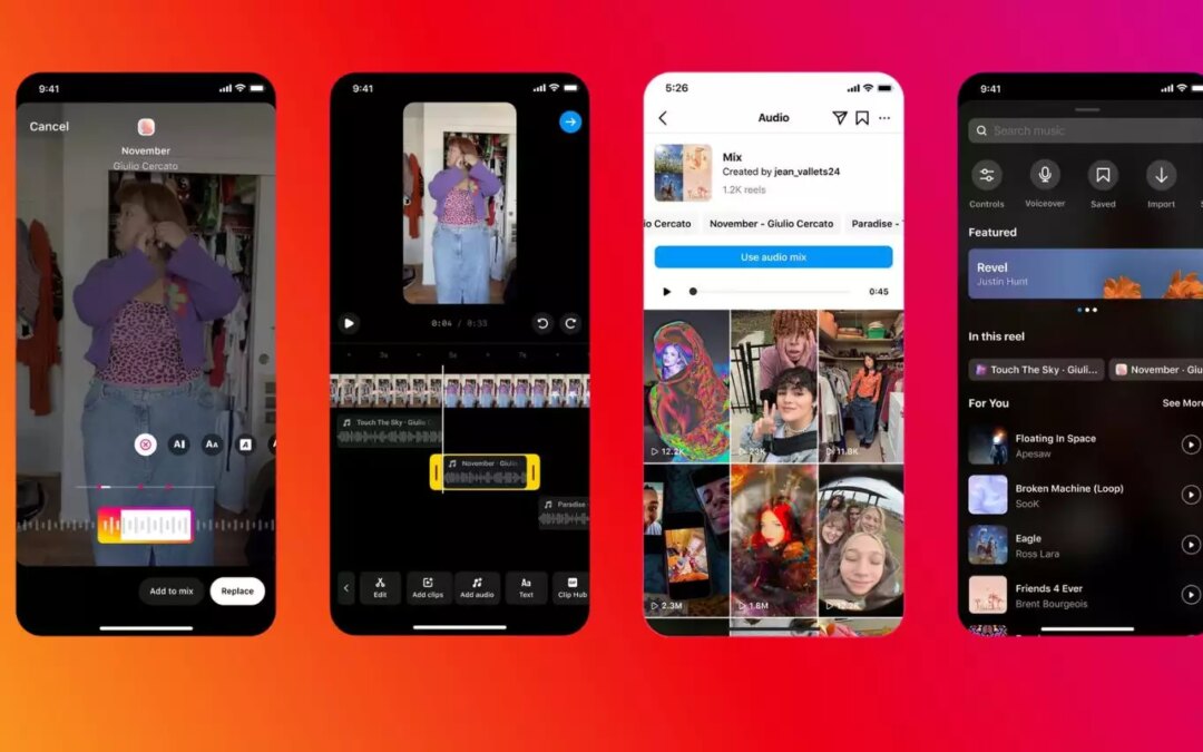 Instagram, nei Reel fino a 20 brani musicali con i mix audio