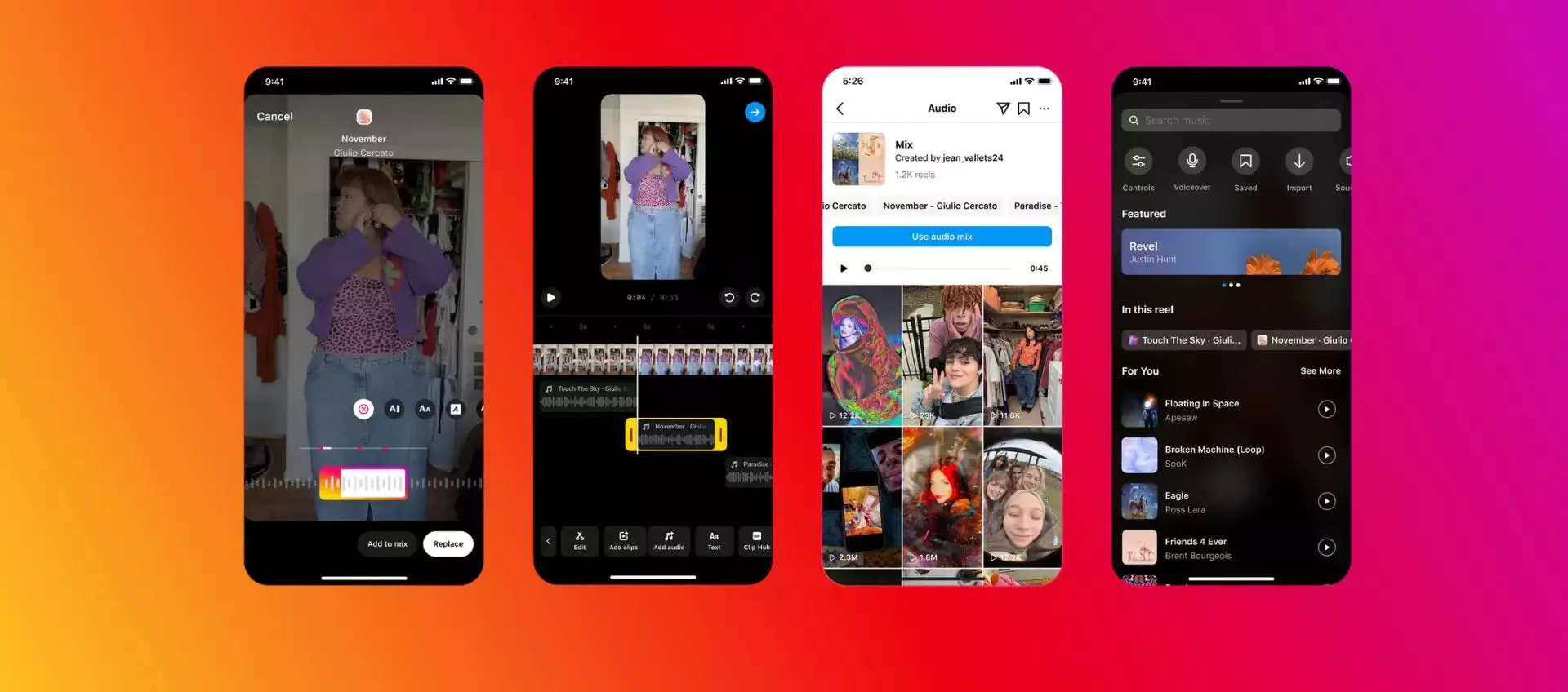 Instagram, nei Reel fino a 20 brani musicali con i mix audio