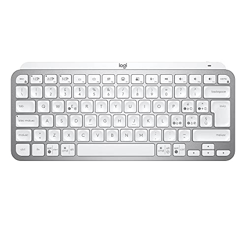 Logitech MX Keys Mini Tastiera Illuminata Wireless, Minimal, Compatta, Bluetooth, Retroilluminata, USB-C, Compatibile con Apple macOS, iOS, Windows, Linux, Android, in Metallo – Grigio chiaro