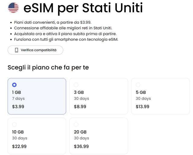 saily esim stati uniti