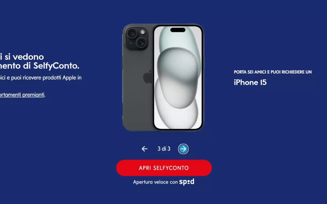 Ricevi in regalo un nuovo iPhone aprendo il conto online SelfyConto
