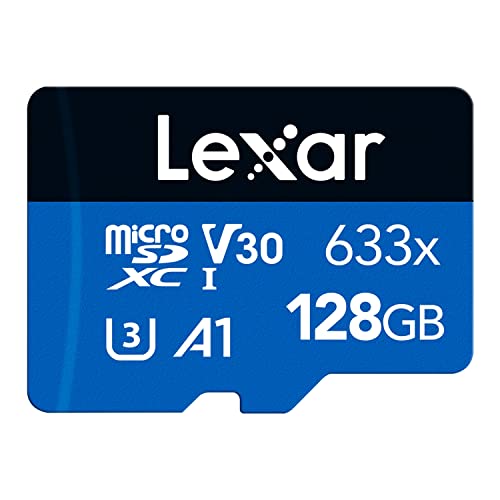 Lexar 633x Scheda di Memoria Micro SD 128 GB, microSDXC UHS-I Con Adattatore SD, Fino a 100 MB/s in Lettura, A1, C10, U3, V30, Scheda TF per Smartphone/Tablet/Telecamera (LMS0633128G-BNAAA)