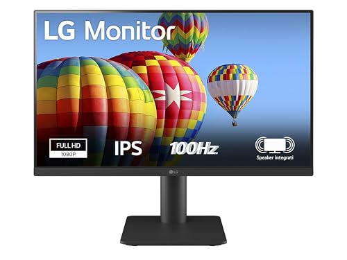 LG 24MS550 Monitor 24″ Full HD LED IPS, 1920×1080, 100Hz, Audio Stereo 4W, 2x HDMI 1.4 (HDCP 1.4), AUX, Schermo Antiriflesso, Altezza Regolabile, Flicker Safe, Nero