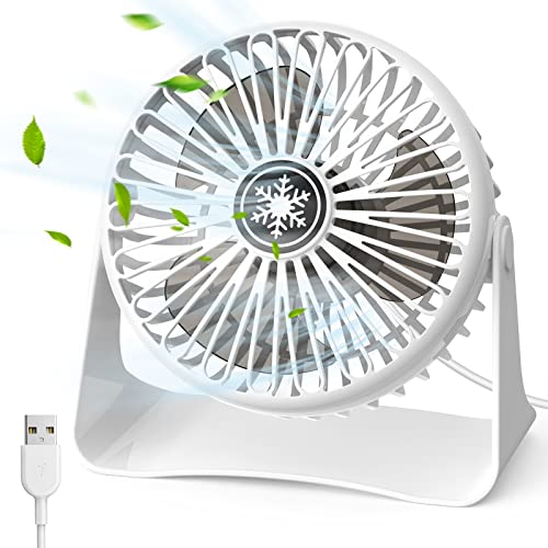 Ventilatore USB, Mini USB Ventilatore Silenzioso, Regolabile 3 Velocità Ventilatore da Tavolo con Copriventola Rimovibile, Rotazione 360°, Mini Fan Scrivania Ventola per Casa, Ufficio, Scrivanie