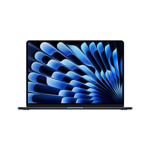 Apple laptop MacBook Air 15″ con chip M3 (2024): display Liquid Retina 15,3″, memoria unificata 16GB, archiviazione SSD 512GB, videocamera FaceTime HD 1080p, Touch ID; Mezzanotte