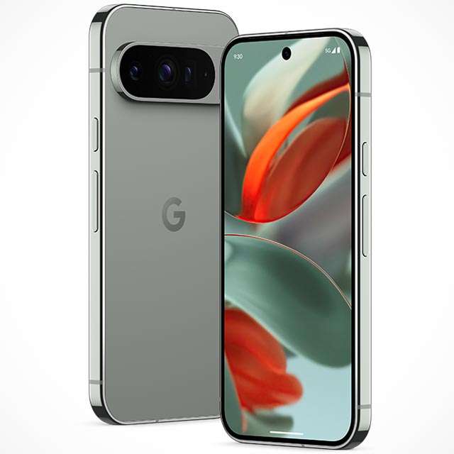 Il design dello smartphone Google Pixel 9 Pro nella colorazione Hazel