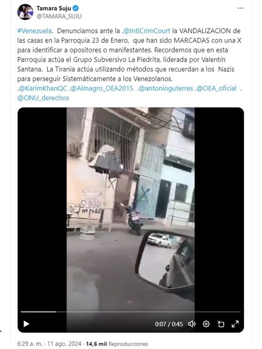 La denuncia sui social: Marchio sulle case degli anti-Maduro