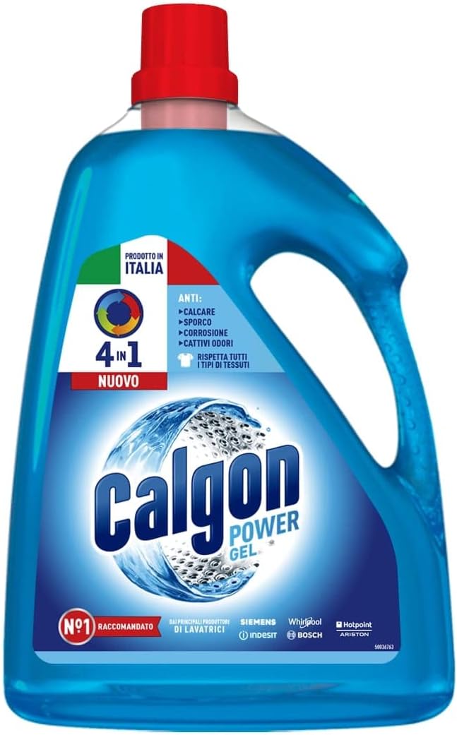 Calgon Power Gel Anticalcare Lavatrice 4 in 1, Anticalcare per Lavatrici, Additivo Anticalcare per Capi Morbidi, 2.25l di Additivo per una Protezione da Calcare, Corrosione, Sporco e Cattivi Odori