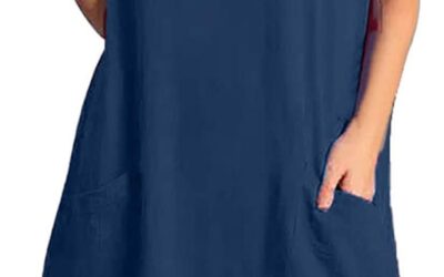 Cocila Abiti Donna Eleganti Abito Casual Allentato Senza Maniche con Scollo a V, Abito da Tasca Oversize in Lino di Cotone Estivo da Donna Abito Maniche Lunghe Sexy